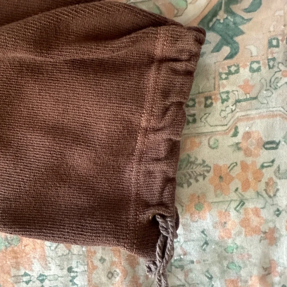 Free People Brown Thermal Half-Sleeve Hoodie, L - Picture 7 of 10
